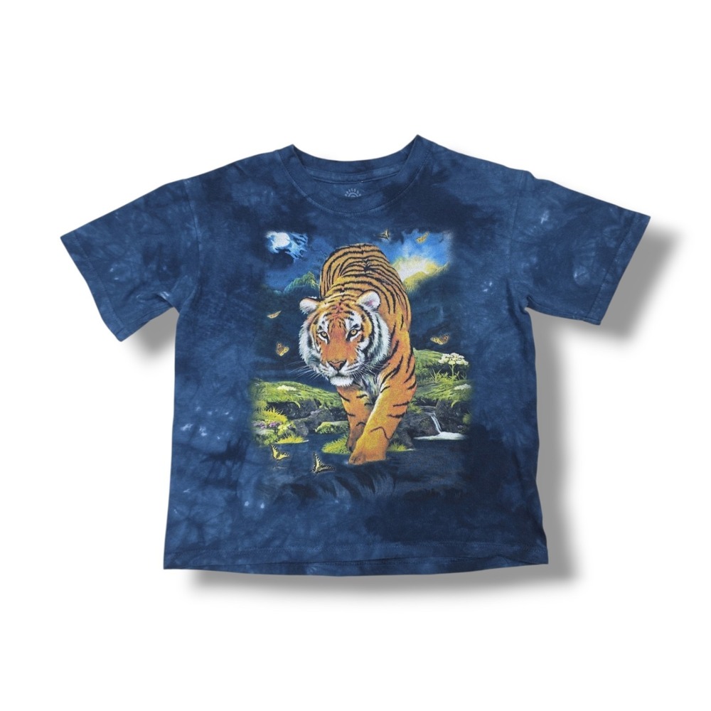 The Mountain Tiger Graphic Print Blue Tie Dye YOUTH Size M